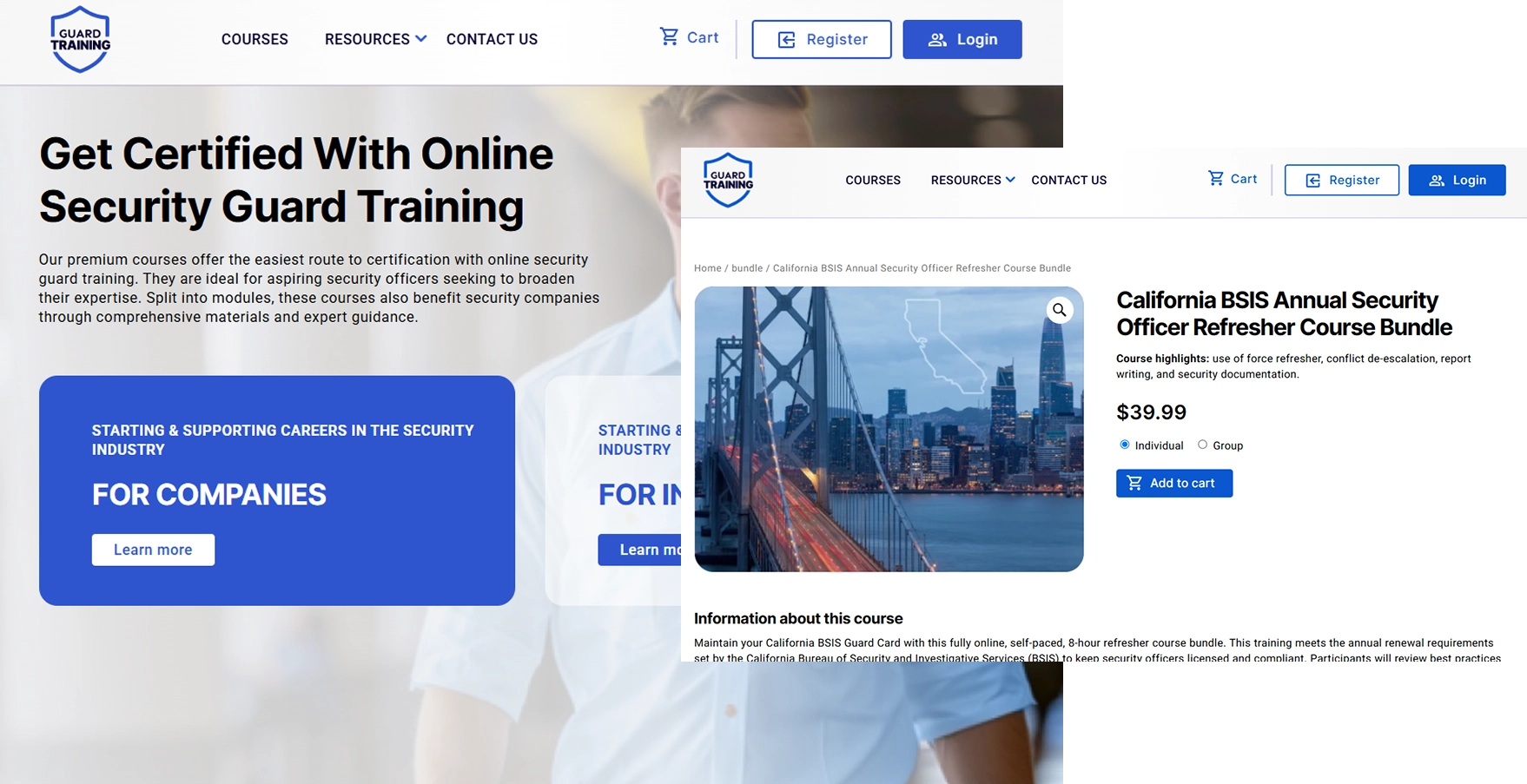 Онлайн обучение за охранители – сертификационен курс за California BSIS с индивидуален или групов достъп