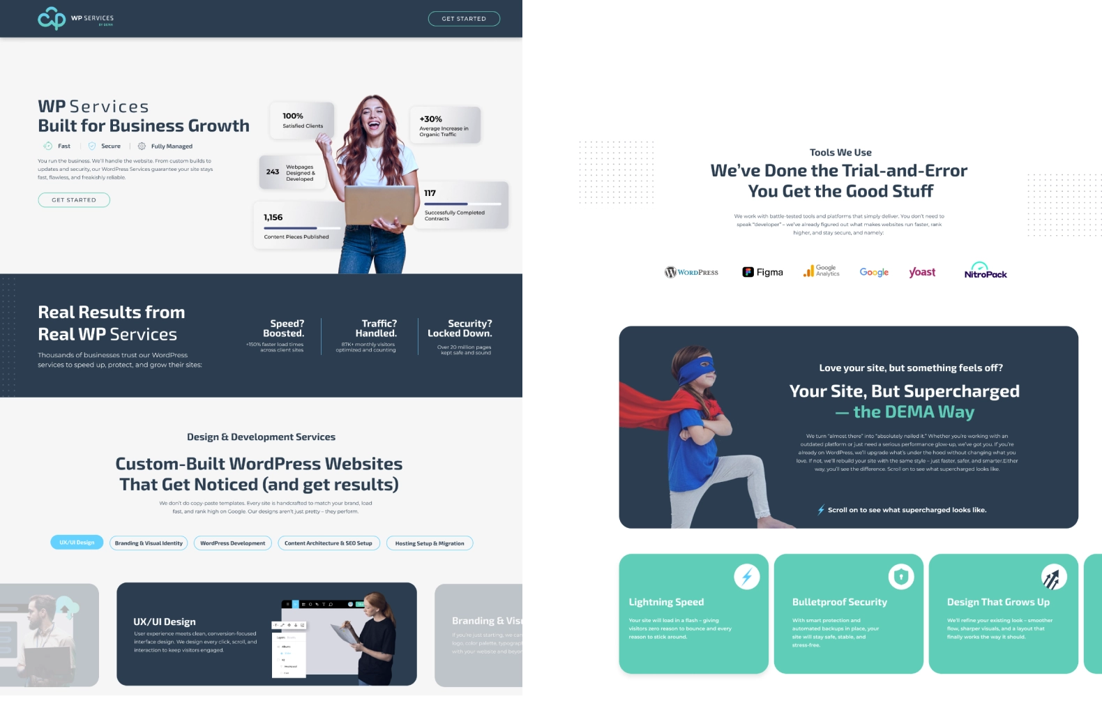 WP Services и DEMA – WordPress сайтове с подобрена скорост, сигурност и UX дизайн