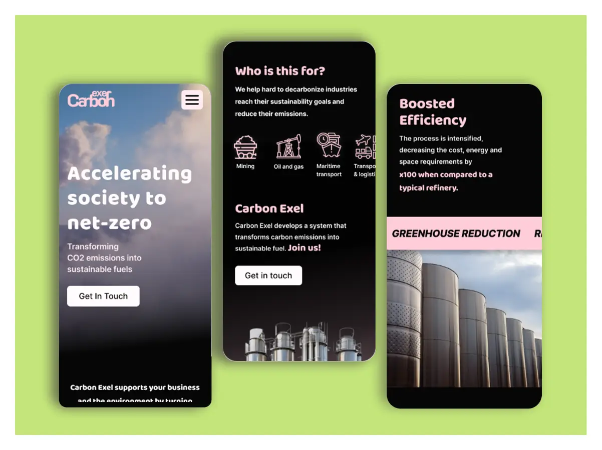 Мобилен уеб дизайн за иновативна екологична платформа, фокусирана върху декарбонизация – пример от DEMA